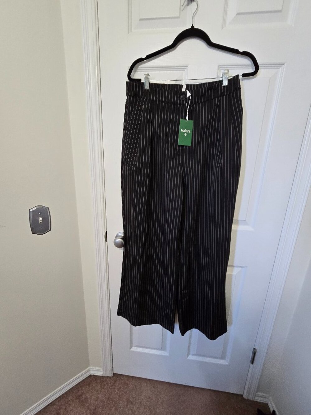 Halara Black Pinstripe Wide-Leg Pants